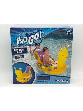 H2OGO! Baby Snail Inflatable Boat For Kids Ages 3-6 64" x 26" Safety Valve Sturd